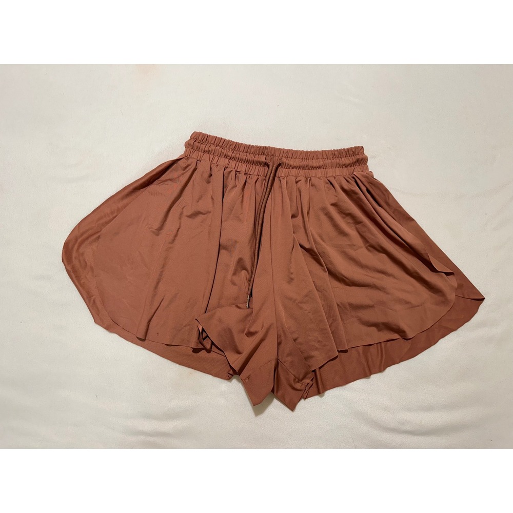 Love Tree Women Small Brown Flowy Athletic Skort Shorts Smocked Waist Activewear
